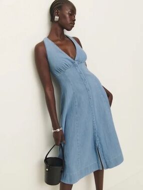 venete open knit dress Reformation Venete Open Knit Dress - Neutral Stripe